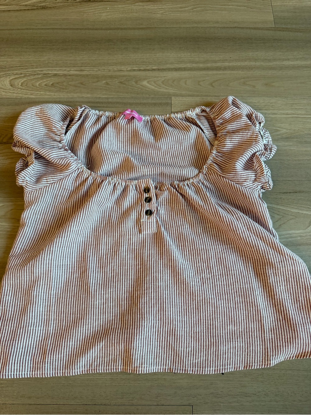 Edikted Pink and White Striped Off-Shoulder Blouse